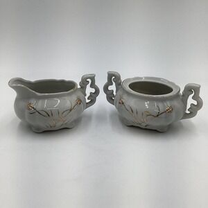 Vintage‎ 1950s Lefton Golden Wheat Creamer and Sugar Bowl Set Footed, Japan
